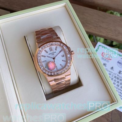 Fast Shipping Replica Patek Philippe Nautilus Square Diamond Bezel Rose Gold Watch